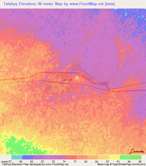 Talshyq,Kazakhstan Elevation Map