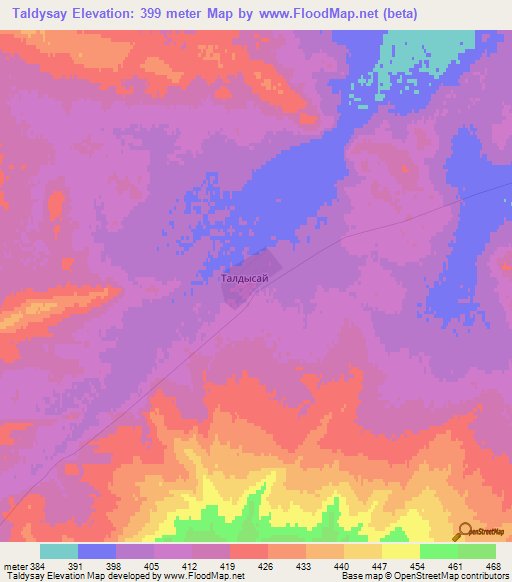 Taldysay,Kazakhstan Elevation Map