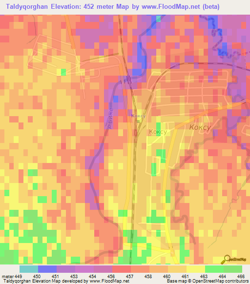Taldyqorghan,Kazakhstan Elevation Map