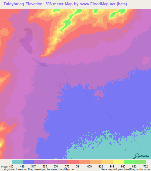 Taldybulaq,Kazakhstan Elevation Map
