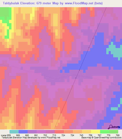 Taldybulak,Kazakhstan Elevation Map