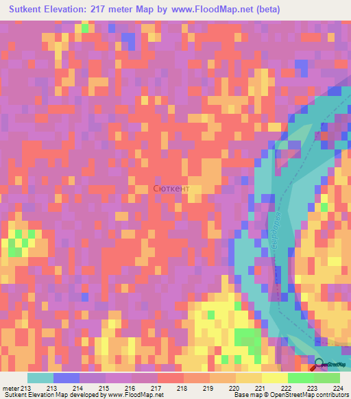 Sutkent,Kazakhstan Elevation Map