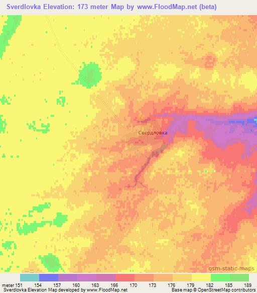 Sverdlovka,Kazakhstan Elevation Map