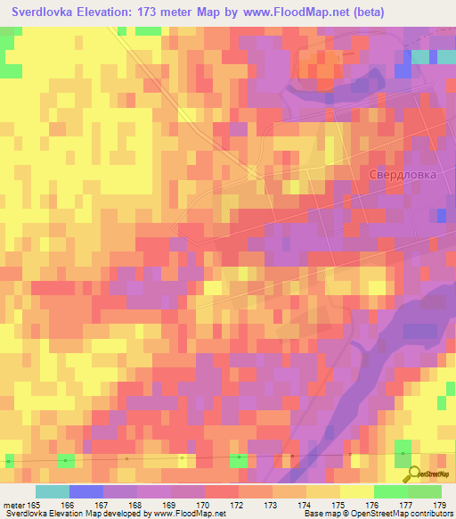 Sverdlovka,Kazakhstan Elevation Map