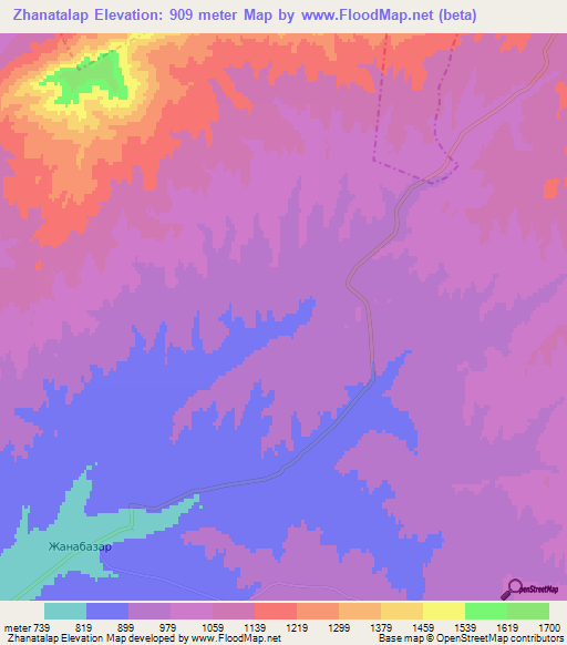 Zhanatalap,Kazakhstan Elevation Map