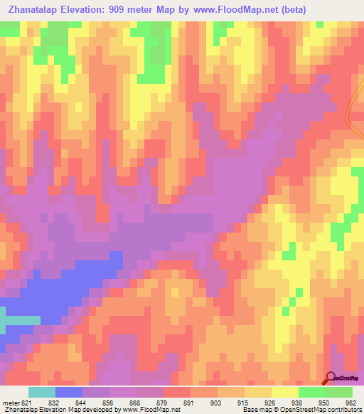 Zhanatalap,Kazakhstan Elevation Map