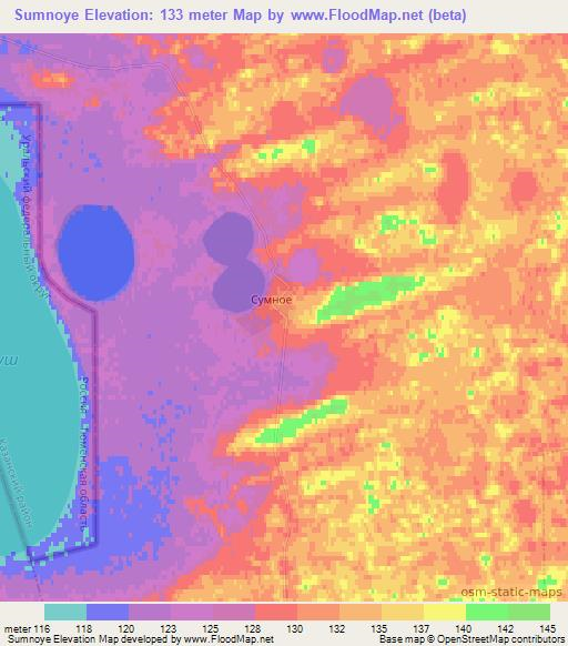 Sumnoye,Kazakhstan Elevation Map