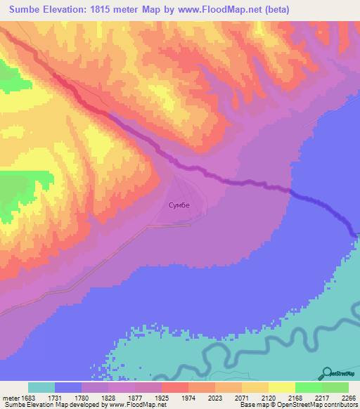 Sumbe,Kazakhstan Elevation Map