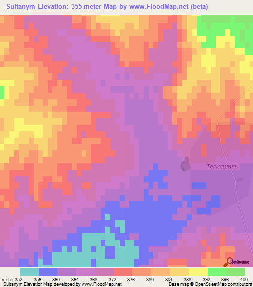 Sultanym,Kazakhstan Elevation Map