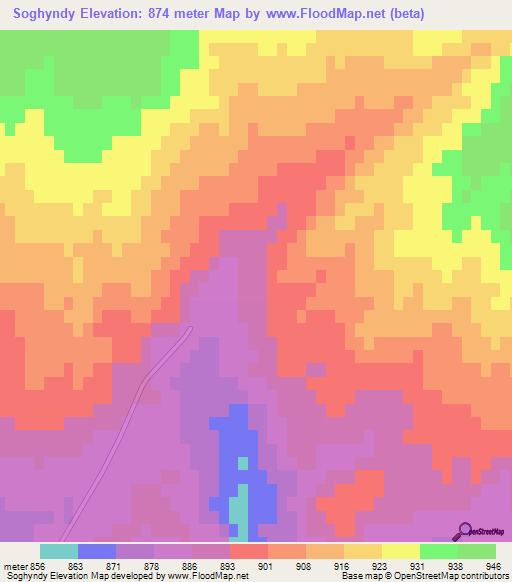 Soghyndy,Kazakhstan Elevation Map