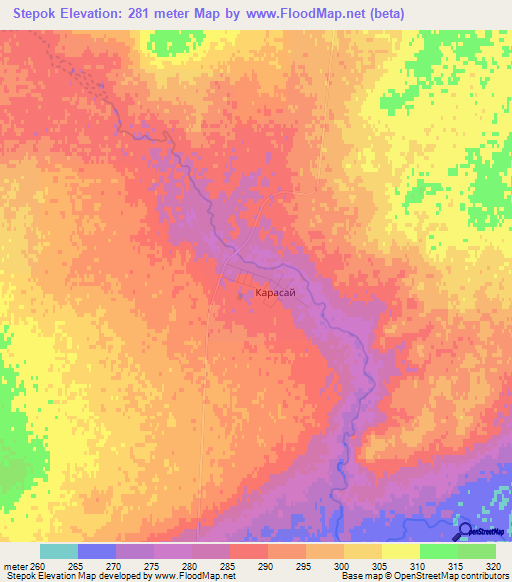 Stepok,Kazakhstan Elevation Map