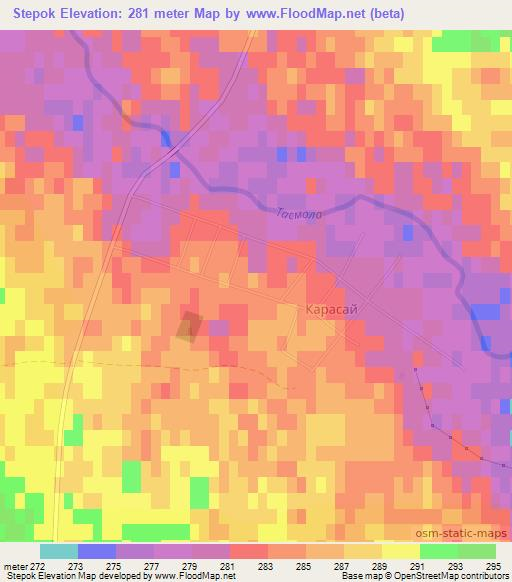 Stepok,Kazakhstan Elevation Map