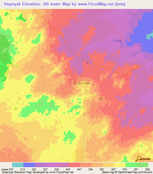 Stepnyak,Kazakhstan Elevation Map