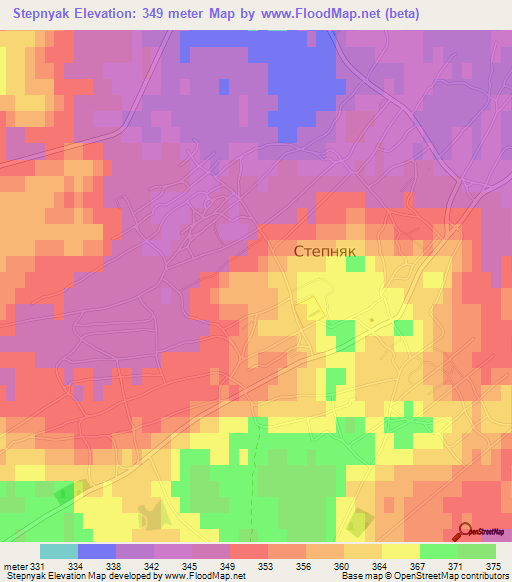 Stepnyak,Kazakhstan Elevation Map