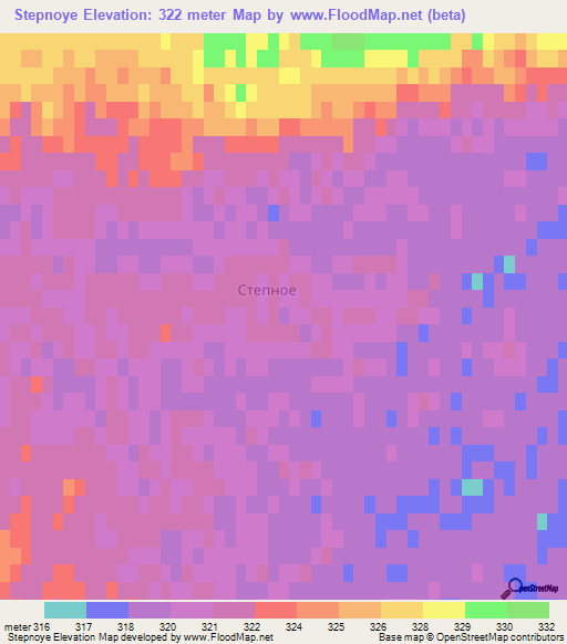 Stepnoye,Kazakhstan Elevation Map