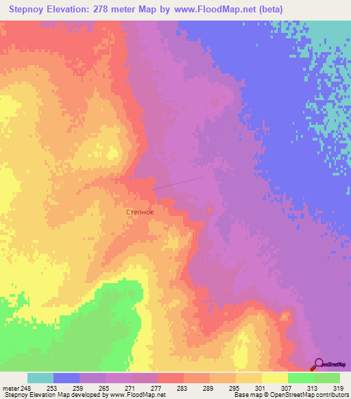 Stepnoy,Kazakhstan Elevation Map