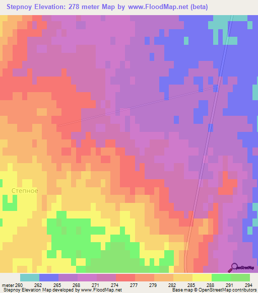 Stepnoy,Kazakhstan Elevation Map