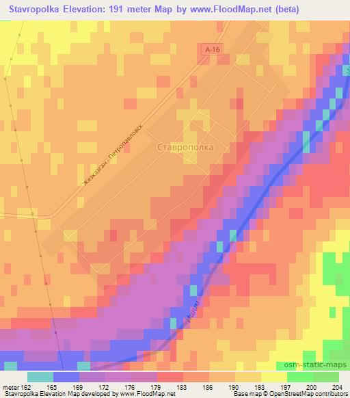 Stavropolka,Kazakhstan Elevation Map