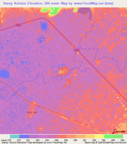 Staryy Koluton,Kazakhstan Elevation Map