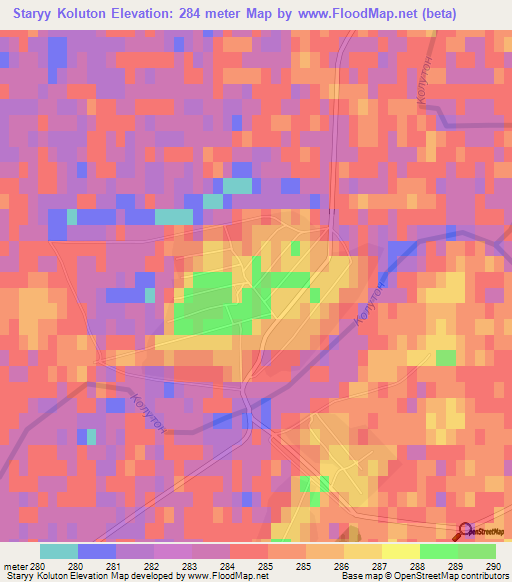 Staryy Koluton,Kazakhstan Elevation Map