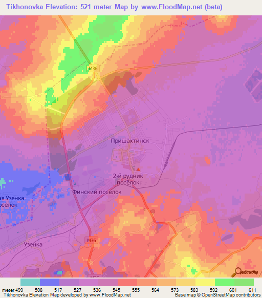 Tikhonovka,Kazakhstan Elevation Map
