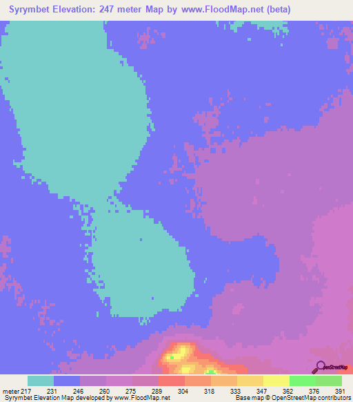 Syrymbet,Kazakhstan Elevation Map