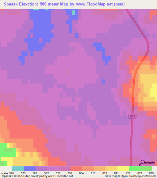 Spassk,Kazakhstan Elevation Map