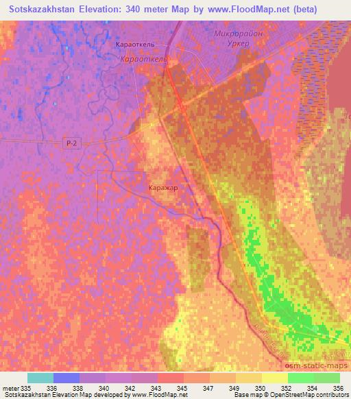 Sotskazakhstan,Kazakhstan Elevation Map
