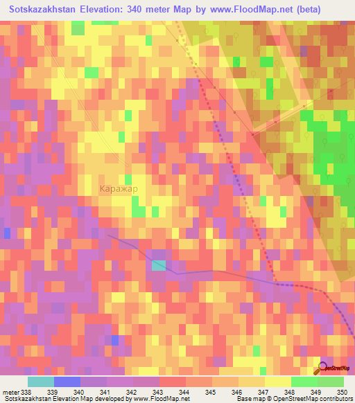 Sotskazakhstan,Kazakhstan Elevation Map