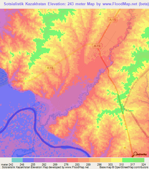 Sotsialistik Kazakhstan,Kazakhstan Elevation Map
