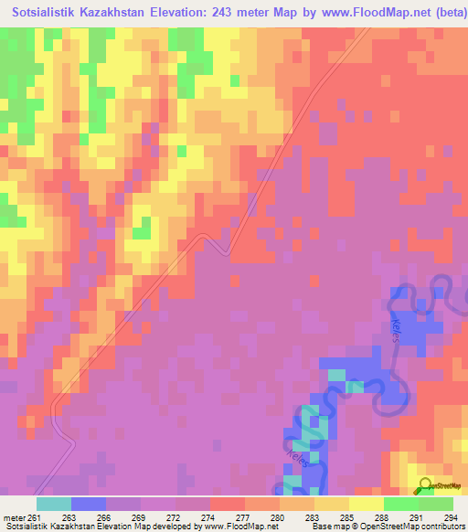Sotsialistik Kazakhstan,Kazakhstan Elevation Map