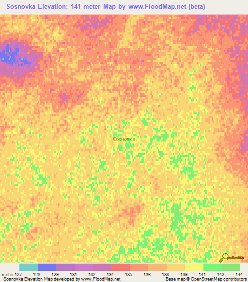 Sosnovka,Kazakhstan Elevation Map