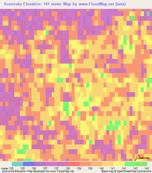 Sosnovka,Kazakhstan Elevation Map