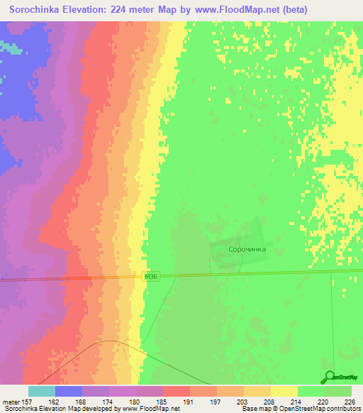 Sorochinka,Kazakhstan Elevation Map