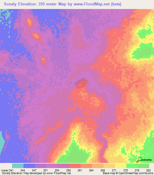Sonaly,Kazakhstan Elevation Map