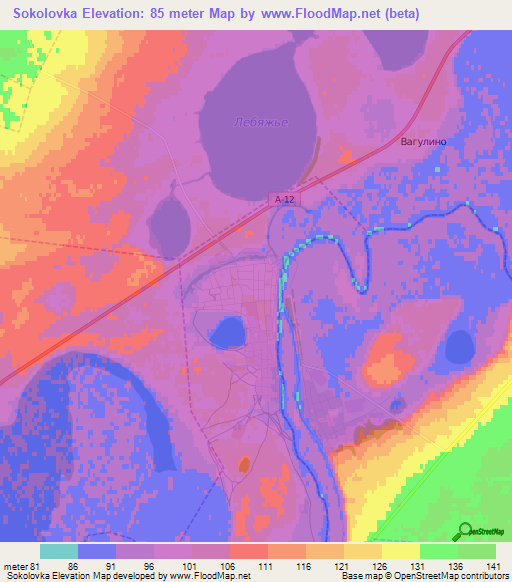 Sokolovka,Kazakhstan Elevation Map