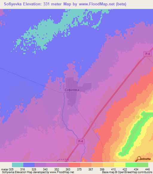 Sofiyevka,Kazakhstan Elevation Map
