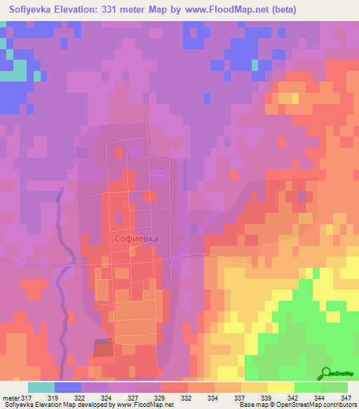 Sofiyevka,Kazakhstan Elevation Map