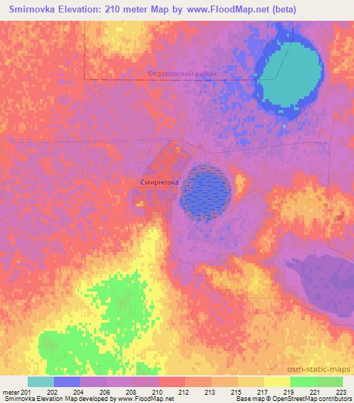 Smirnovka,Kazakhstan Elevation Map