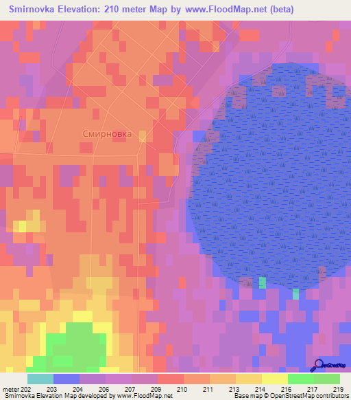 Smirnovka,Kazakhstan Elevation Map