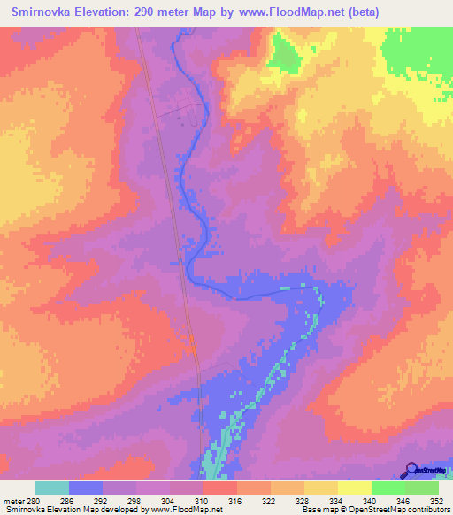 Smirnovka,Kazakhstan Elevation Map