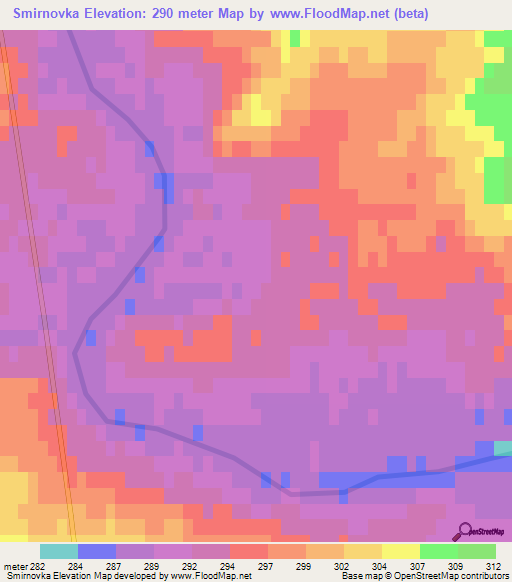 Smirnovka,Kazakhstan Elevation Map