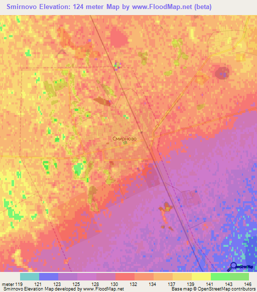 Smirnovo,Kazakhstan Elevation Map