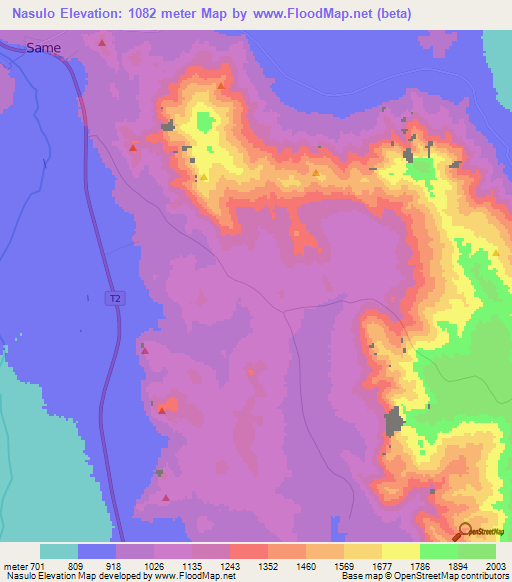 Nasulo,Tanzania Elevation Map