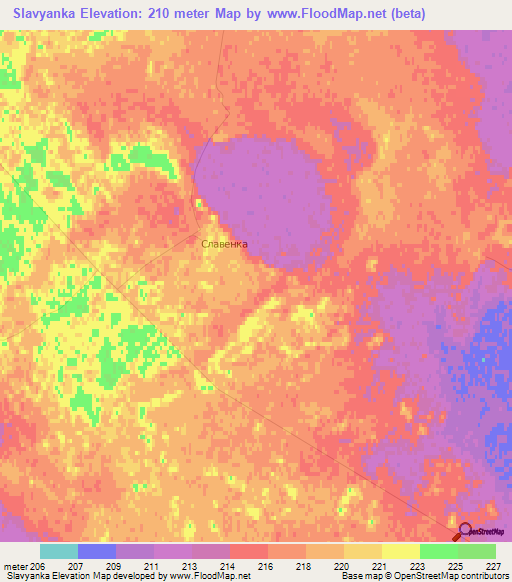 Slavyanka,Kazakhstan Elevation Map
