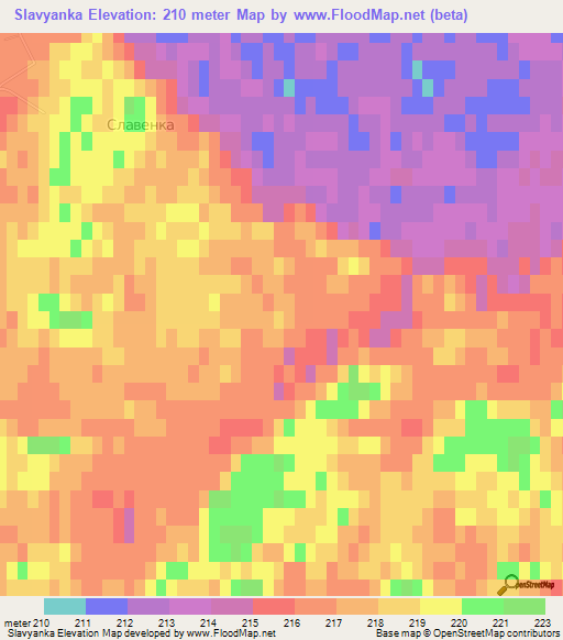 Slavyanka,Kazakhstan Elevation Map
