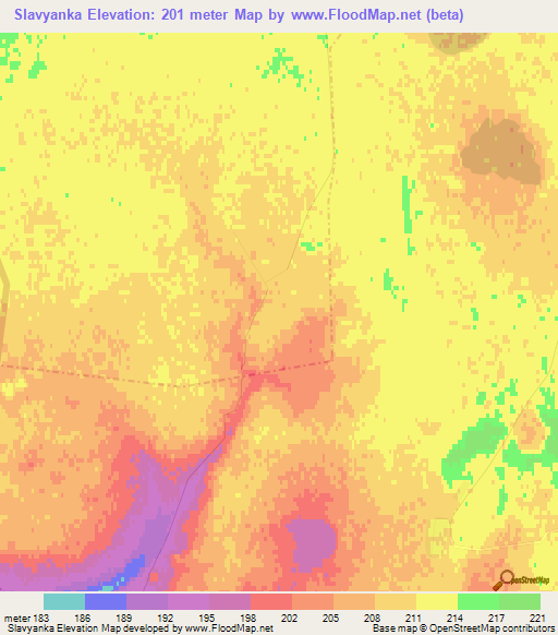 Slavyanka,Kazakhstan Elevation Map