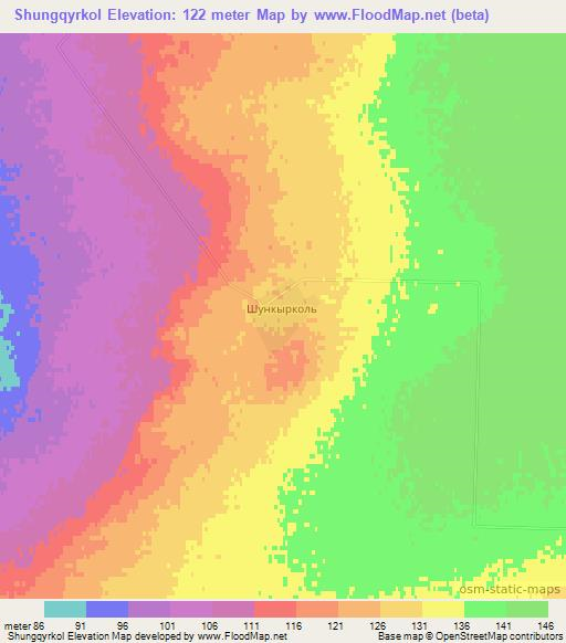 Shungqyrkol,Kazakhstan Elevation Map
