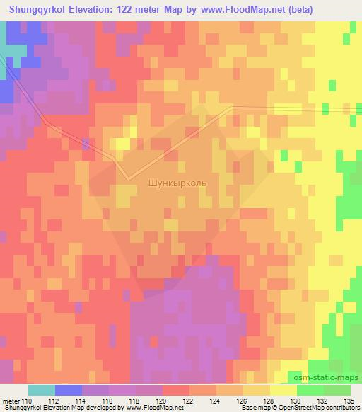 Shungqyrkol,Kazakhstan Elevation Map