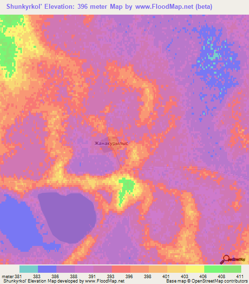 Shunkyrkol',Kazakhstan Elevation Map